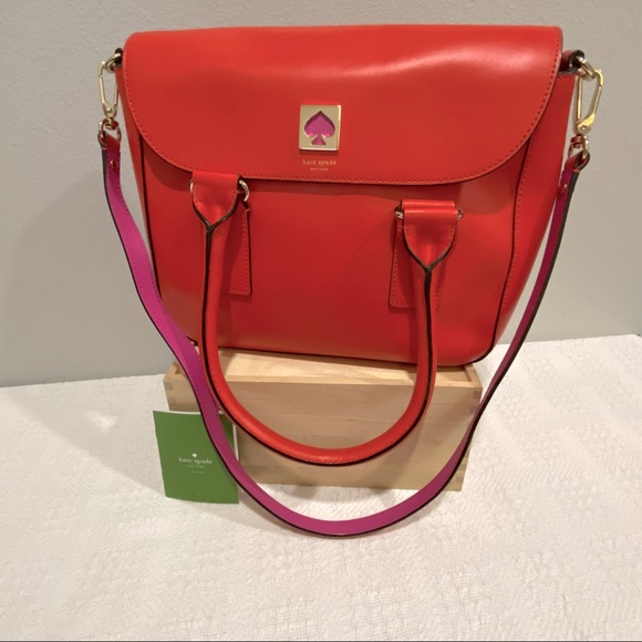 kate spade Handbags - KATE SPADE Handbag w/Crossbody Strap Orange/Pink